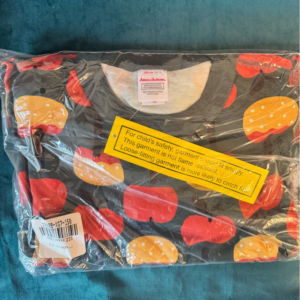 Hanna Andersson Candy Apple Long John PJs Set - kids size 12 (150 cm)